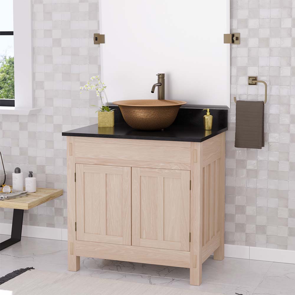 30" Mission Unfinished Red Oak Vanity for Vessel Sink