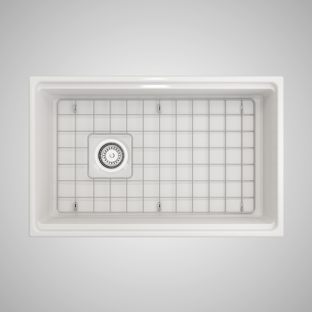 30" Scanley Fireclay Single-Bowl Workstation Farmhouse Sink with Offset Drain