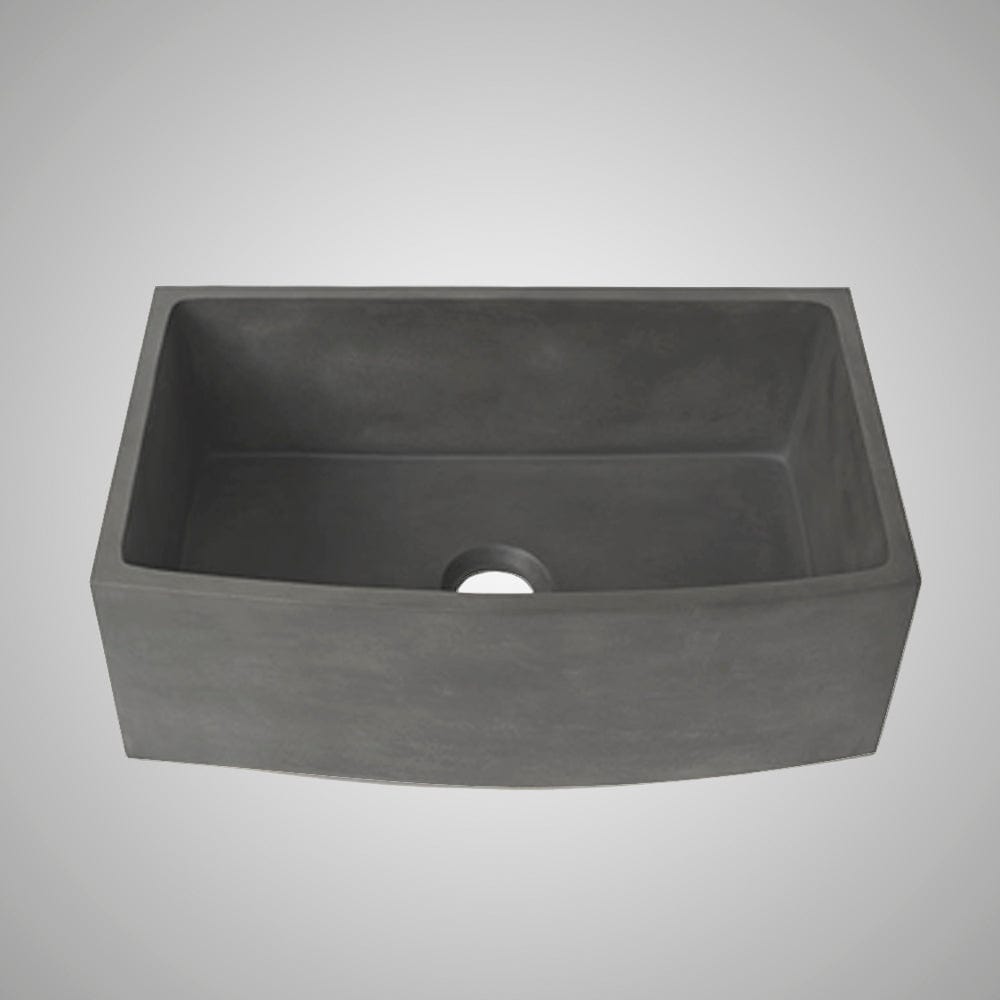 30" Schneller Cast Concrete Curved Apron Single-Bowl Farmhouse Sink - Dusk Grey