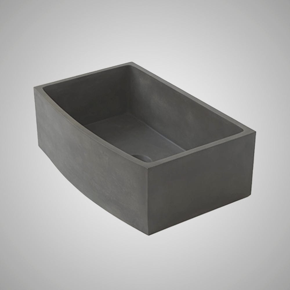 30" Schneller Cast Concrete Curved Apron Single-Bowl Farmhouse Sink - Dusk Grey