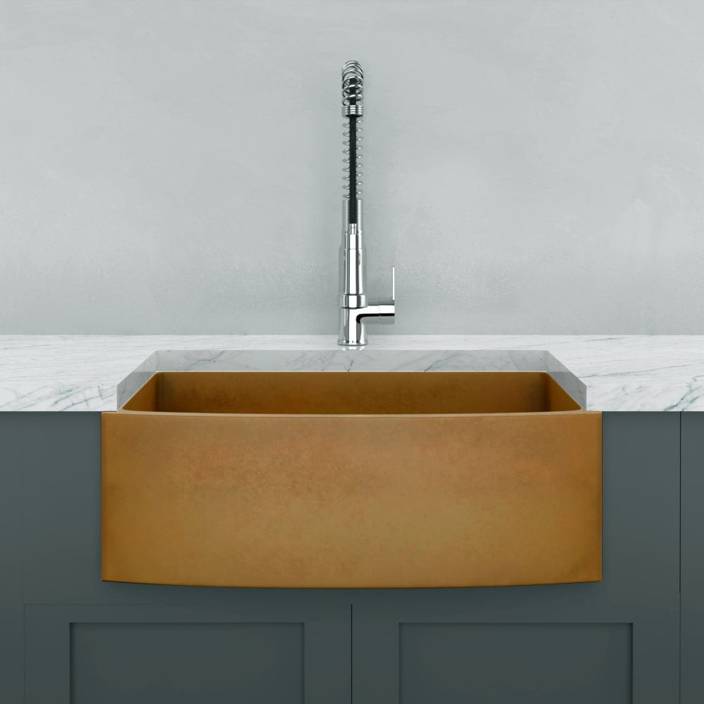 30" Schneller Cast Concrete Curved Apron Single-Bowl Farmhouse Sink - Vintage Brown