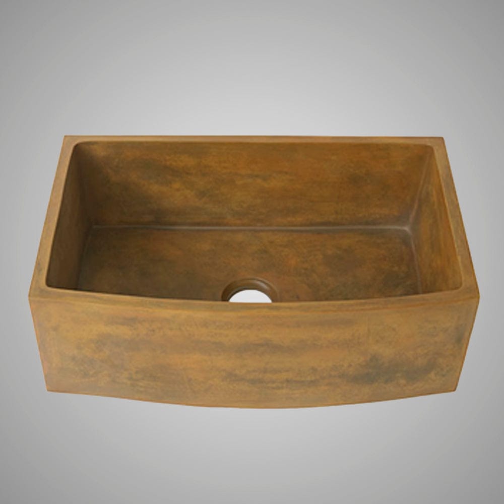 30" Schneller Cast Concrete Curved Apron Single-Bowl Farmhouse Sink - Vintage Brown