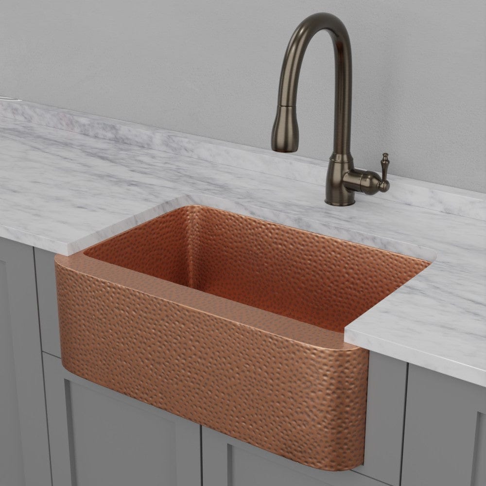 30" Sinclair Hammered Copper Single-Bowl Farmhouse Sink