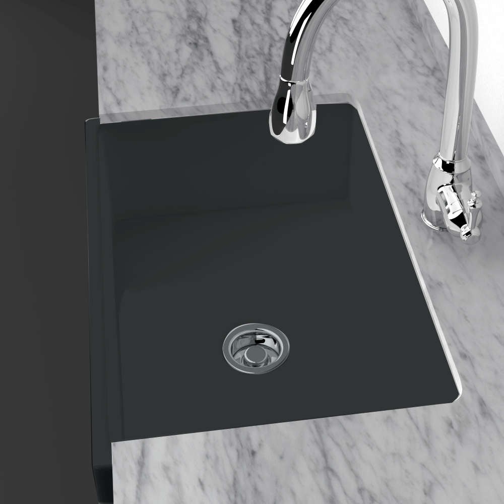 30" Uberto Handcrafted Fireclay Single-Bowl Fluted Apron Farmhouse Sink - Glossy Black