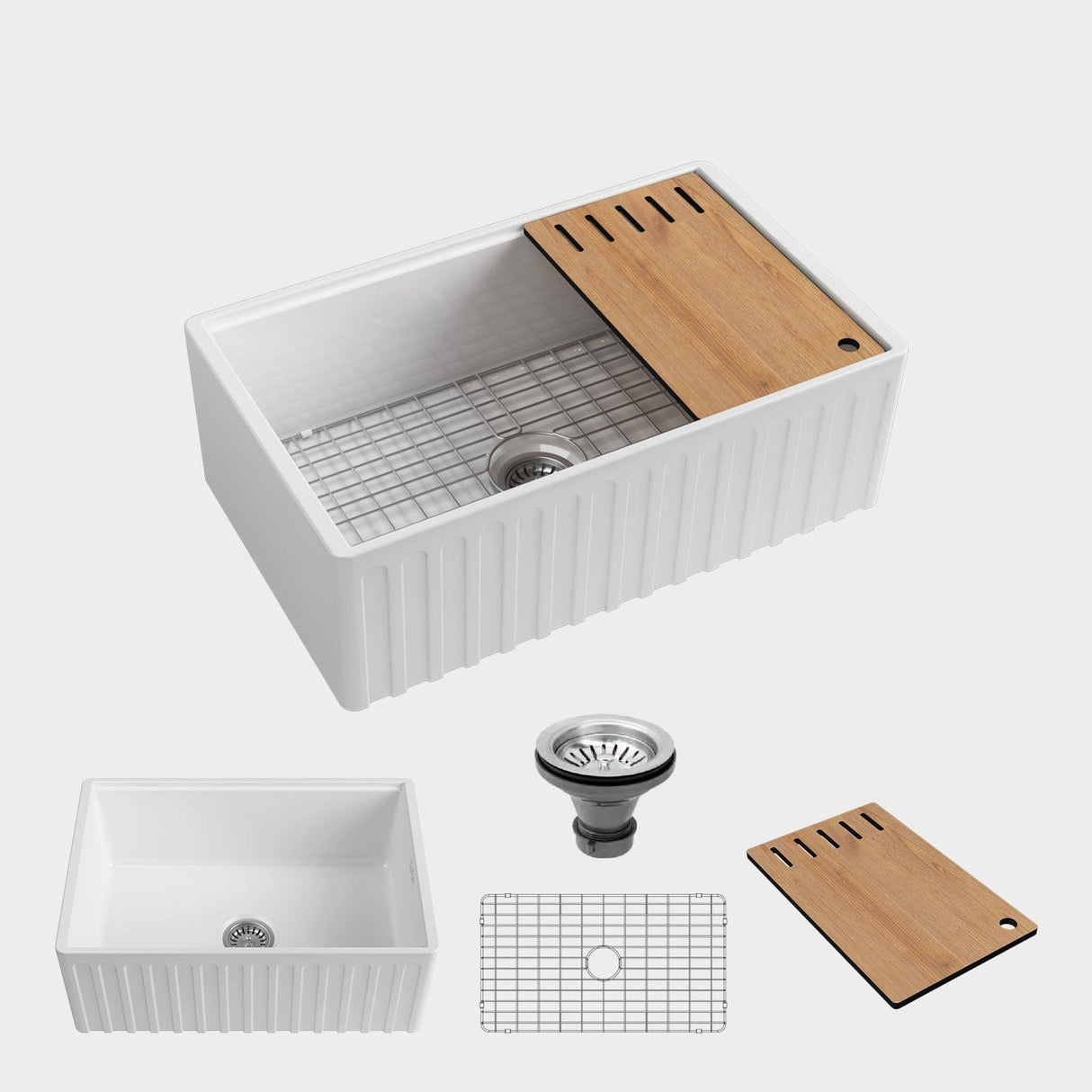 30" Zola Fireclay Farmhouse Workstation Sink