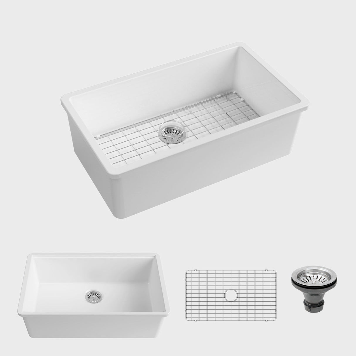 32" Fosco Fireclay Single-Bowl Undermount Sink