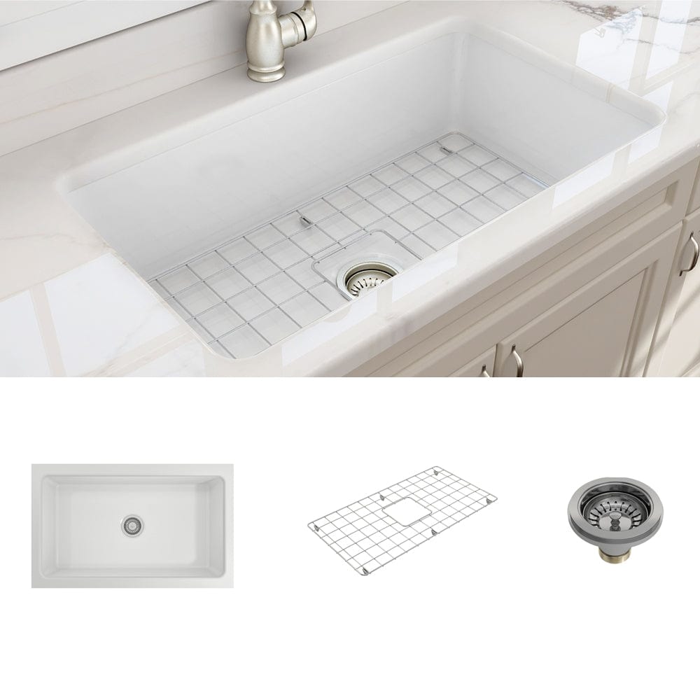 32" Tentara Fireclay Single-Bowl Undermount Sink