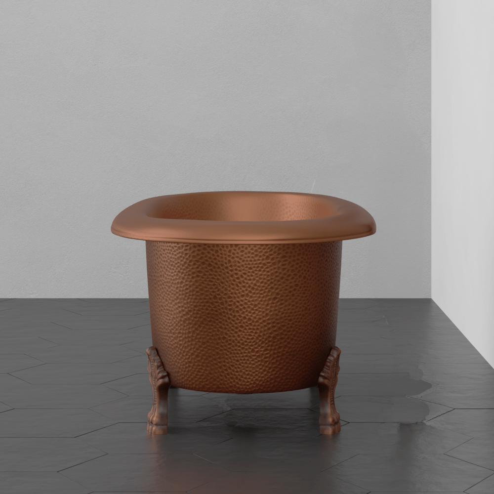 32" Wexford Baby Hammered Copper Clawfoot Double Roll-Top Tub