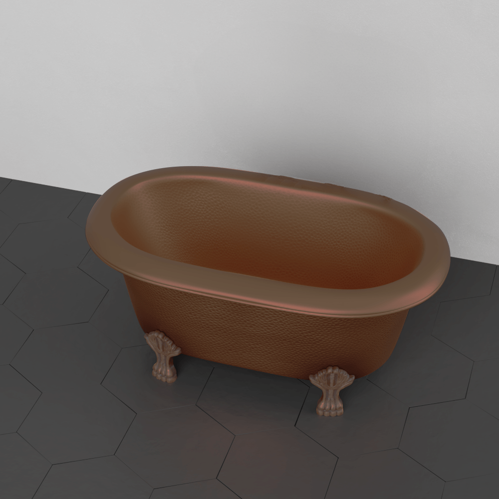 32" Wexford Baby Hammered Copper Clawfoot Double Roll-Top Tub