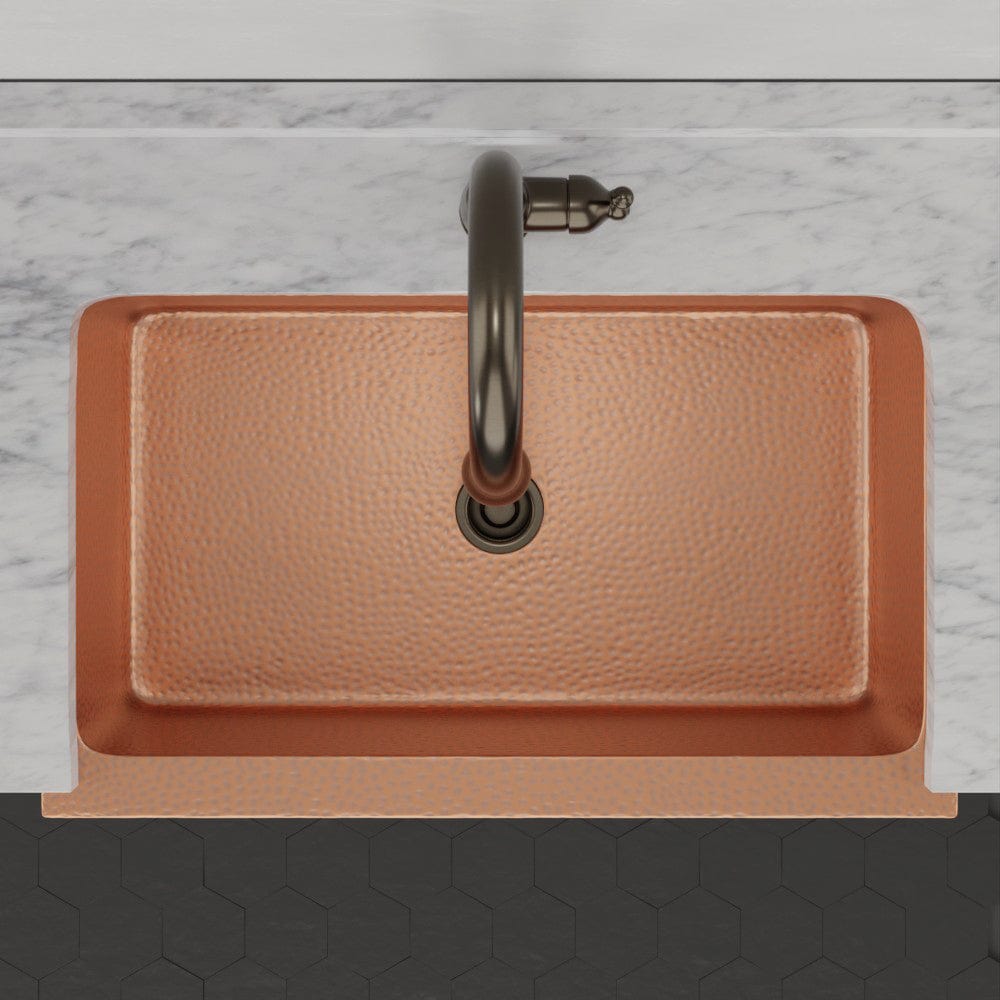 33" Atoka Hammered Copper Single-Bowl Farmhouse Sink