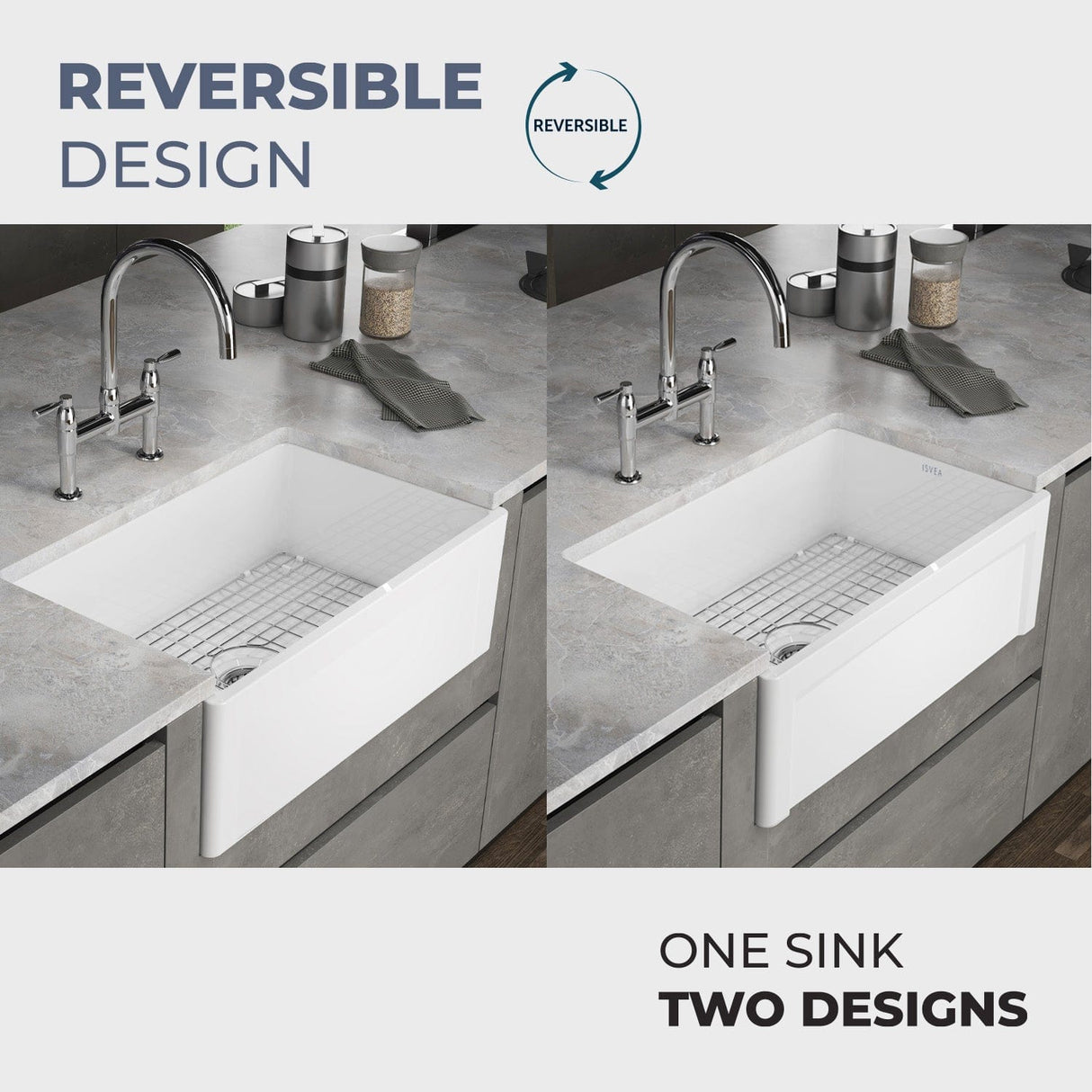 33" Dario Fireclay Double-Bowl Farmhouse Sink