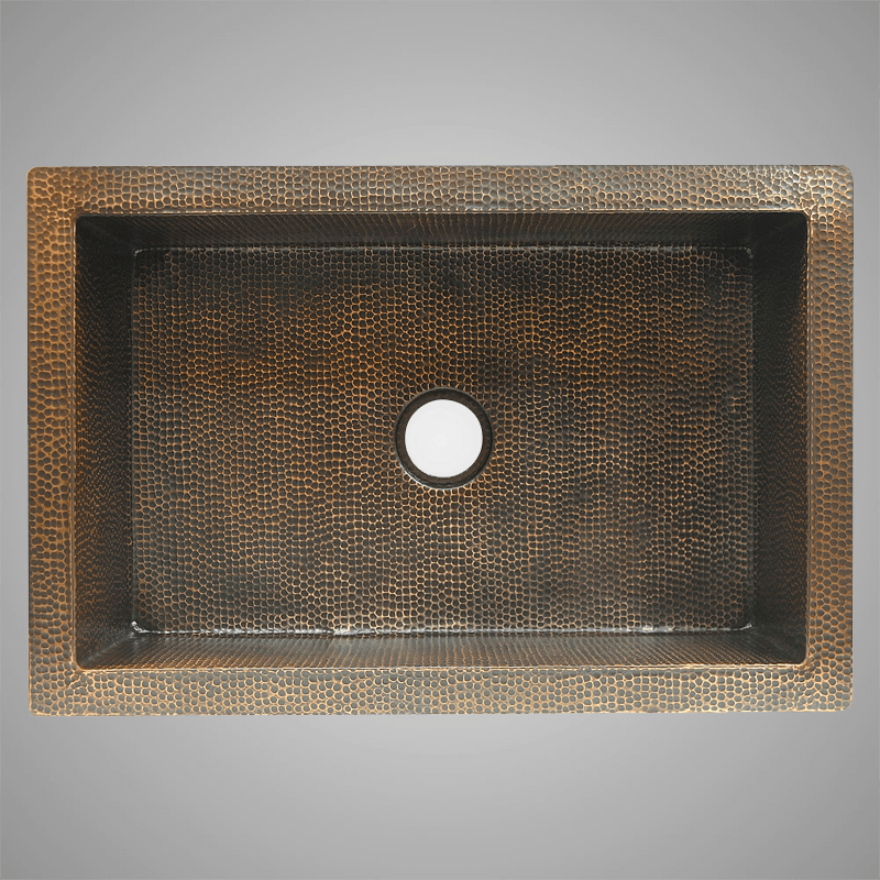 33" Gipperpar Hammered Copper Single-Bowl Farmhouse Sink