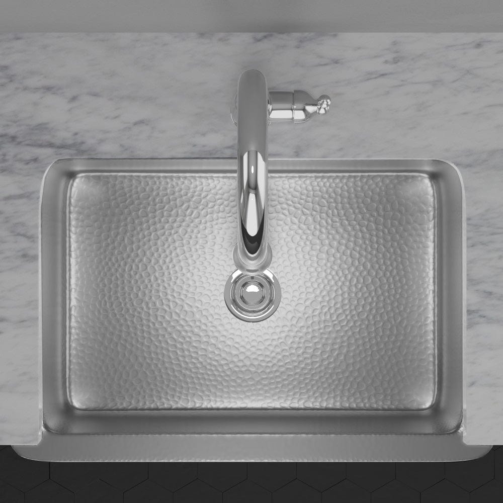 33" Glenmore Stainless Steel Farmhouse Sink - Matte Hammered Steel