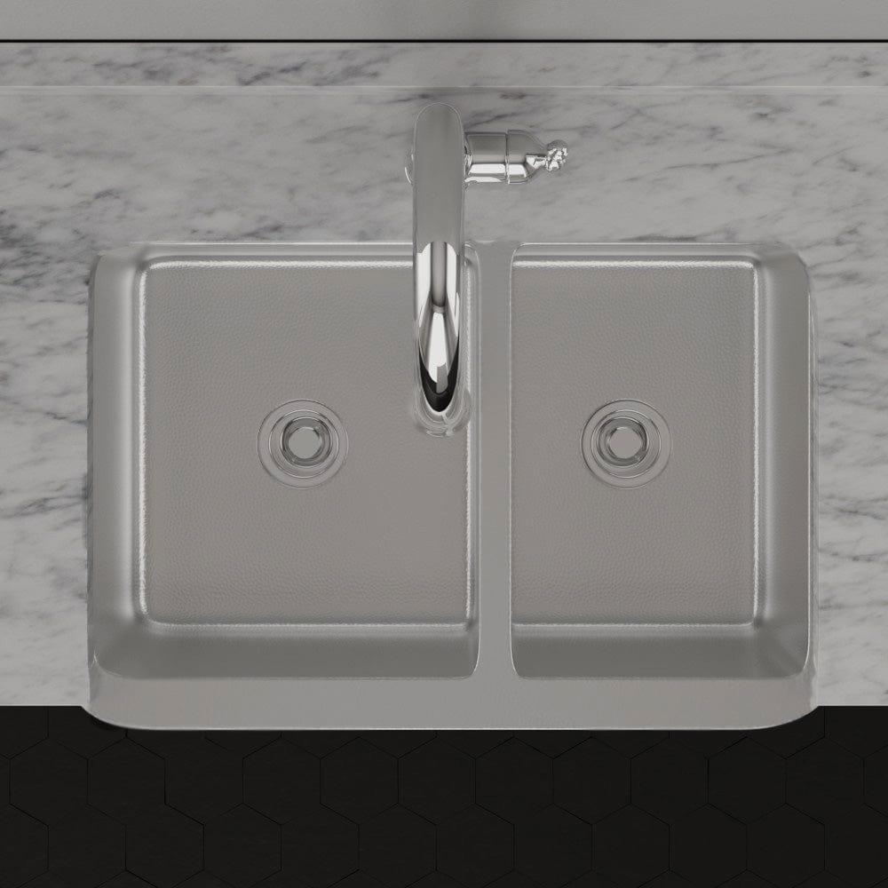 33" Glenway 60/40 Double-Bowl Stainless Steel Farmhouse Sink - Matte Hammered Steel