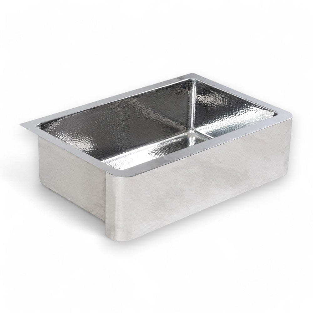33" Higbee Stainless Steel Farmhouse Sink - Polished Hammered Steel