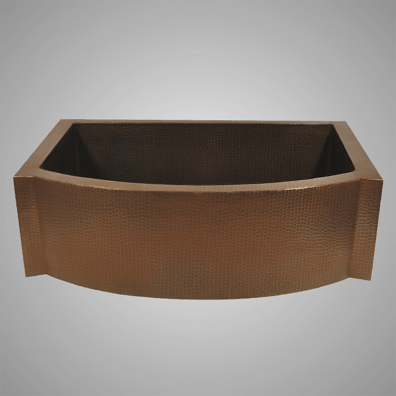 33" Molencon Hammered Copper Single-Bowl Farmhouse Sink with Rippled Apron