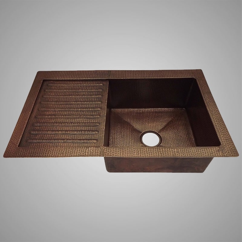 33" Morelia Hammered Copper Single-Bowl Drop-In Kitchen Sink