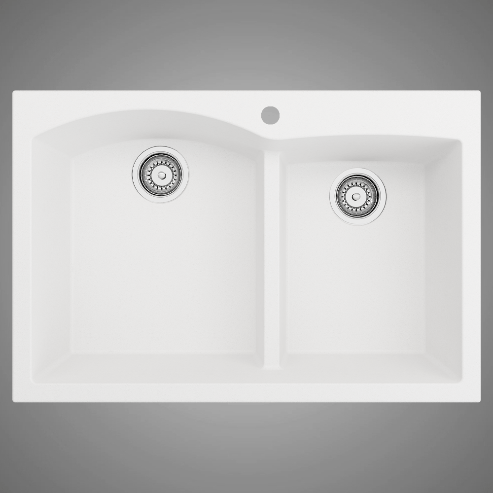 33" Neasa 60/40 Offset Double-Bowl Granite Composite Sink