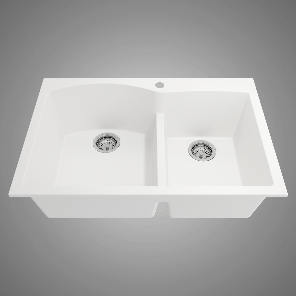 33" Neasa 60/40 Offset Double-Bowl Granite Composite Sink