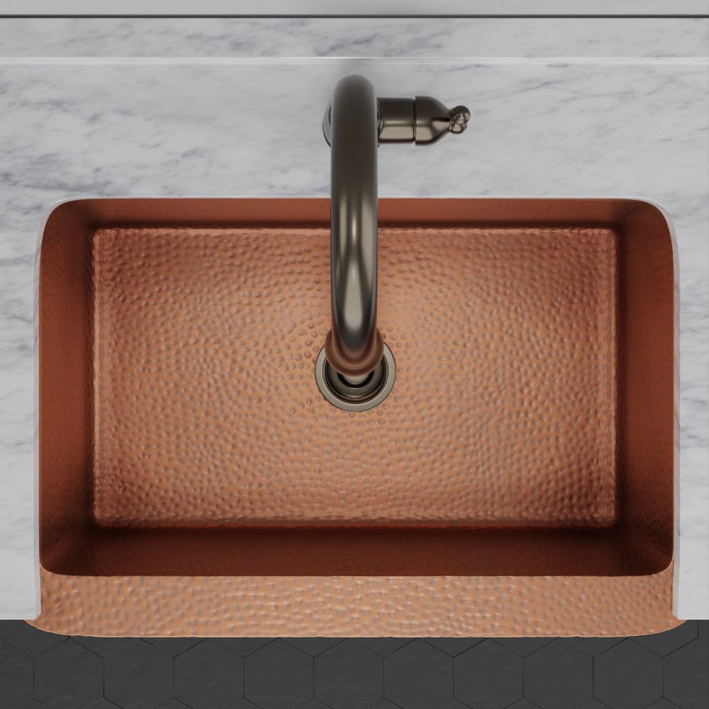 33" Sinclair Hammered Copper Single-Bowl Farmhouse Sink
