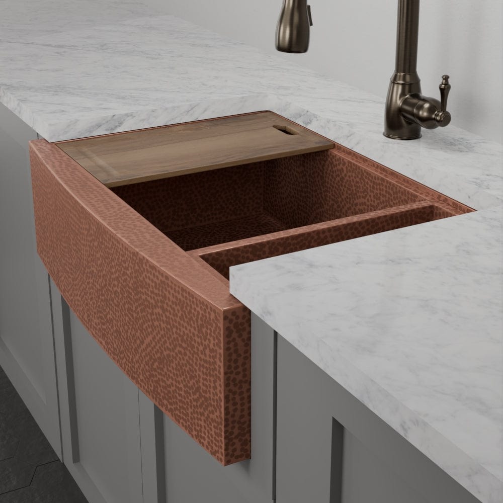 33" Sloane Hammered Copper Workstation Farmhouse Sink