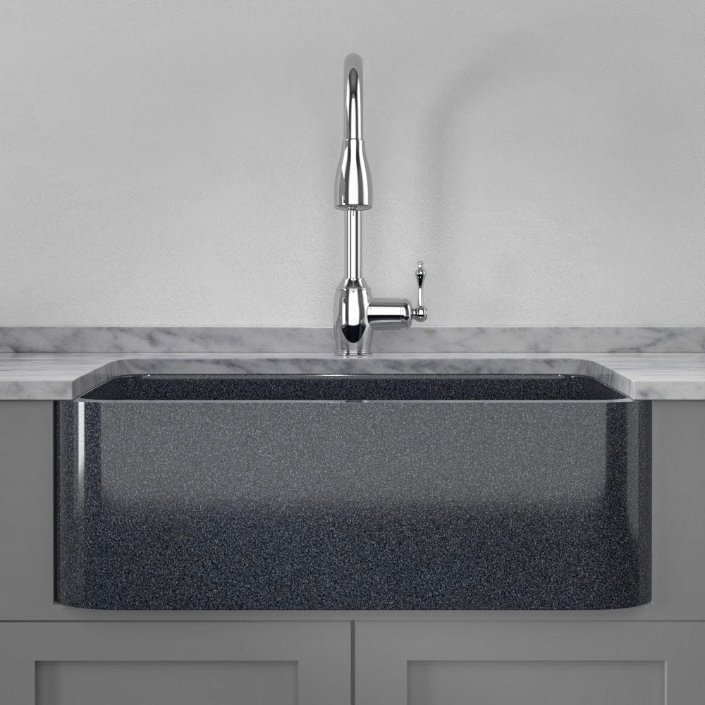 33" Smyrna Smooth Polished Blue Gray Granite Single-Bowl Farmhouse Sink