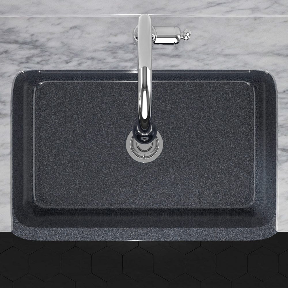 33" Smyrna Smooth Polished Blue Gray Granite Single-Bowl Farmhouse Sink