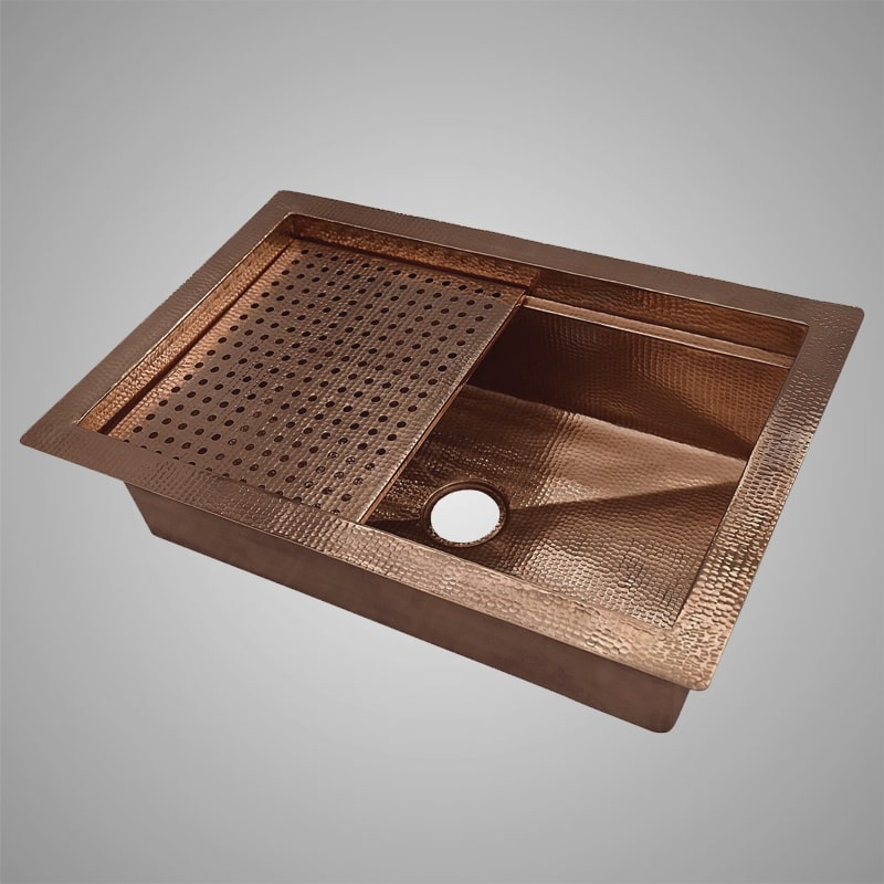 33" Soledad Hammered Copper Single-Bowl Drop-In Kitchen Sink