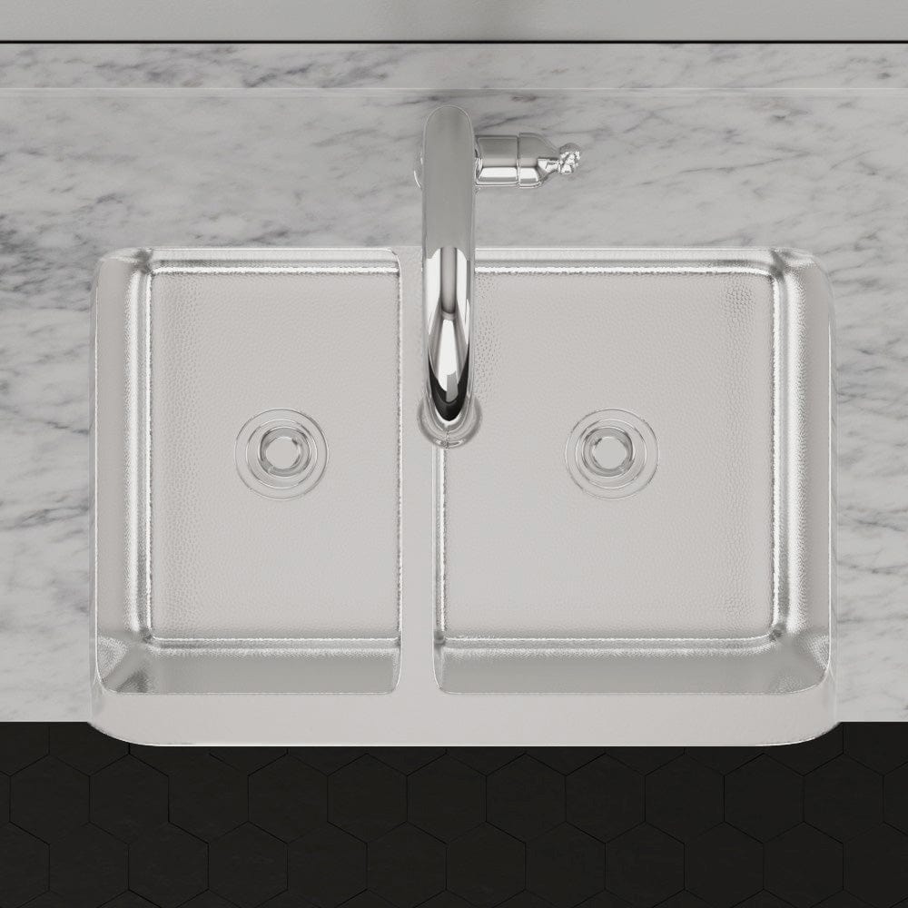 33" Talbert 60/40 Double-Bowl Stainless Steel Farmhouse Sink - Polished Hammered Steel