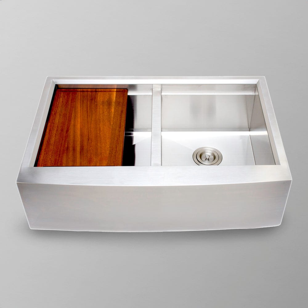 33" Tolland Stainless Steel Double-Bowl Workstation Farmhouse Sink