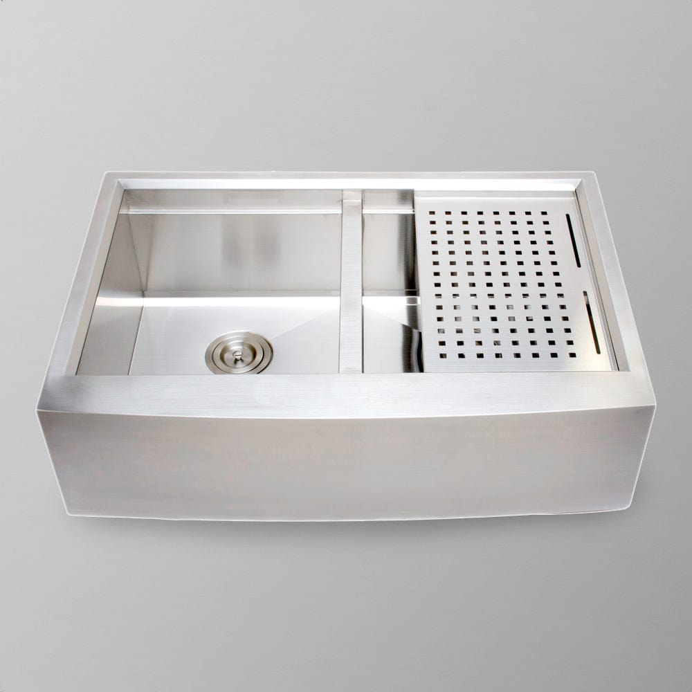 33" Tolland Stainless Steel Double-Bowl Workstation Farmhouse Sink