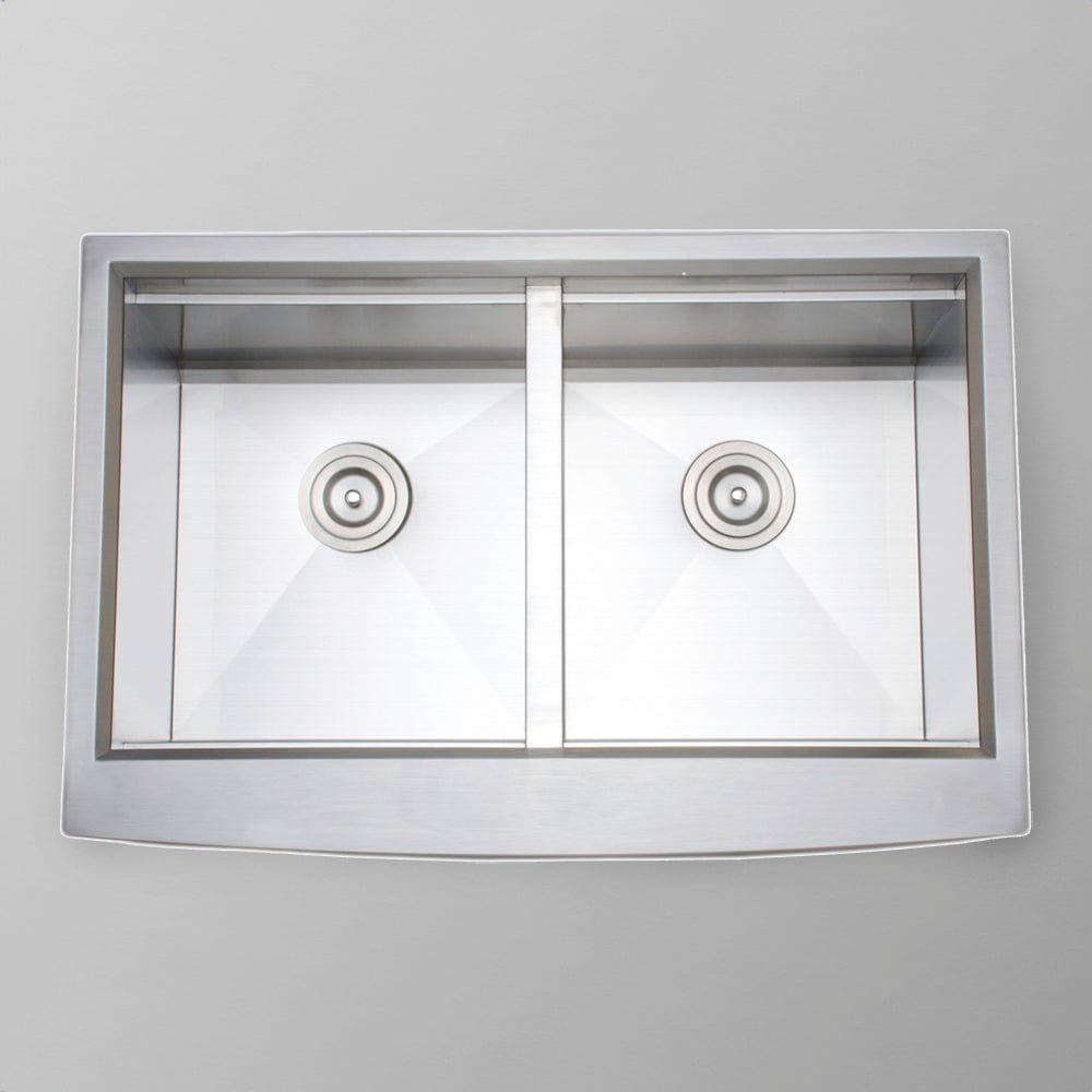 33" Tolland Stainless Steel Double-Bowl Workstation Farmhouse Sink