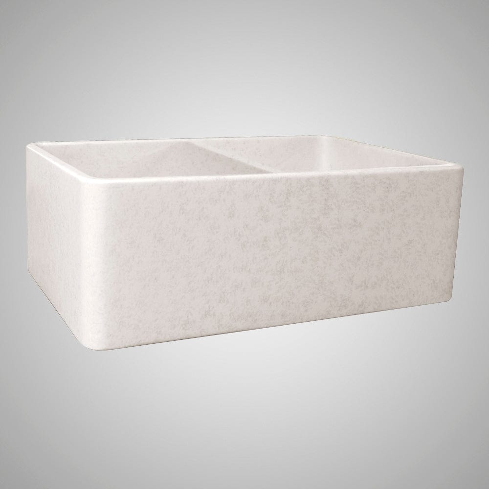 33" Vasava Handcrafted Fireclay Double-Bowl Smooth Apron Farmhouse Sink - Marbled