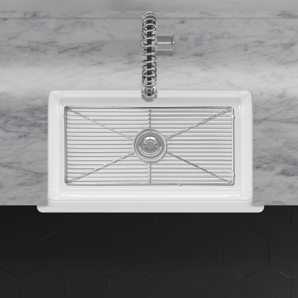 33" Veli Handcrafted Fireclay Single-Bowl Smooth Farmhouse B-Grade Sink - White