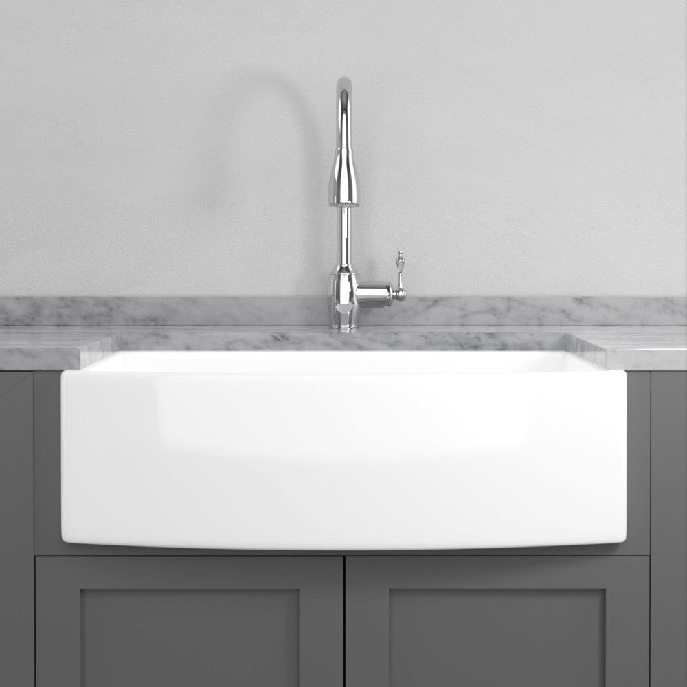 33" Verster Fireclay Curved Apron Single-Bowl Farmhouse B-Grade Sink - White