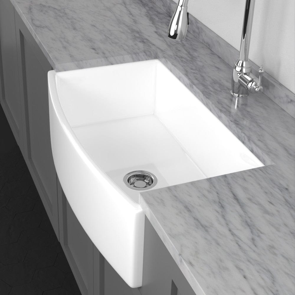 33" Verster Fireclay Curved Apron Single-Bowl Farmhouse B-Grade Sink - White