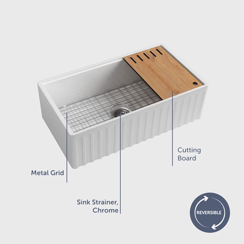 33" Zola Fireclay Farmhouse Workstation Sink