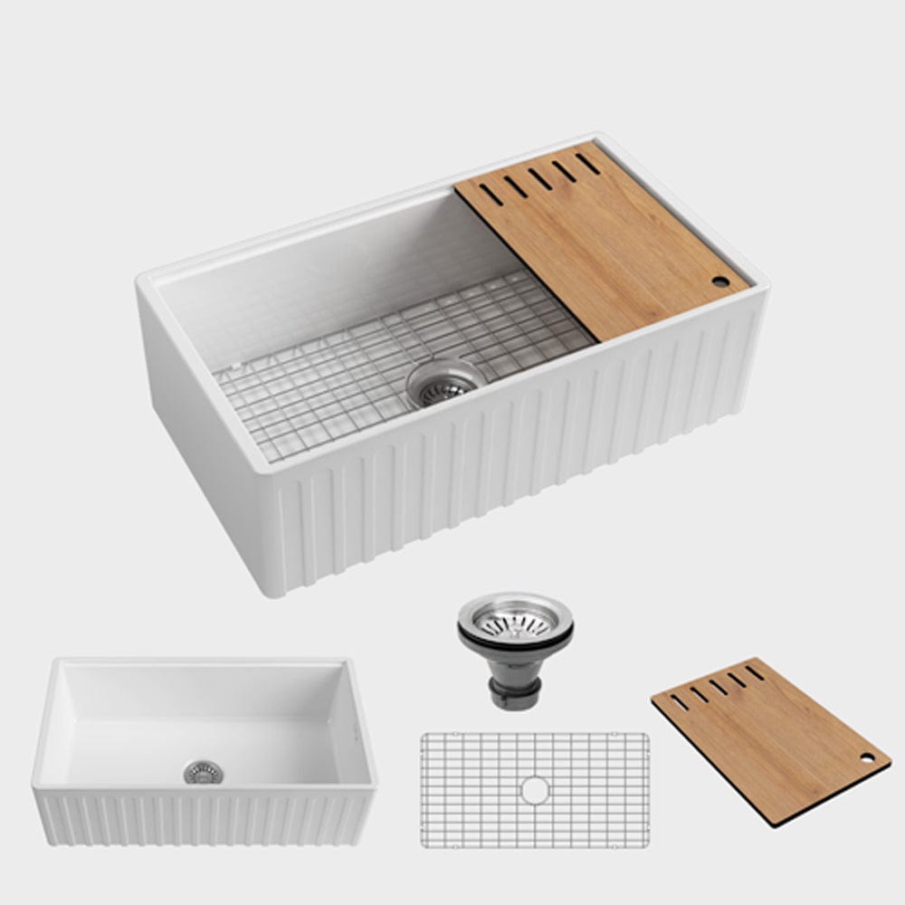 33" Zola Fireclay Farmhouse Workstation Sink