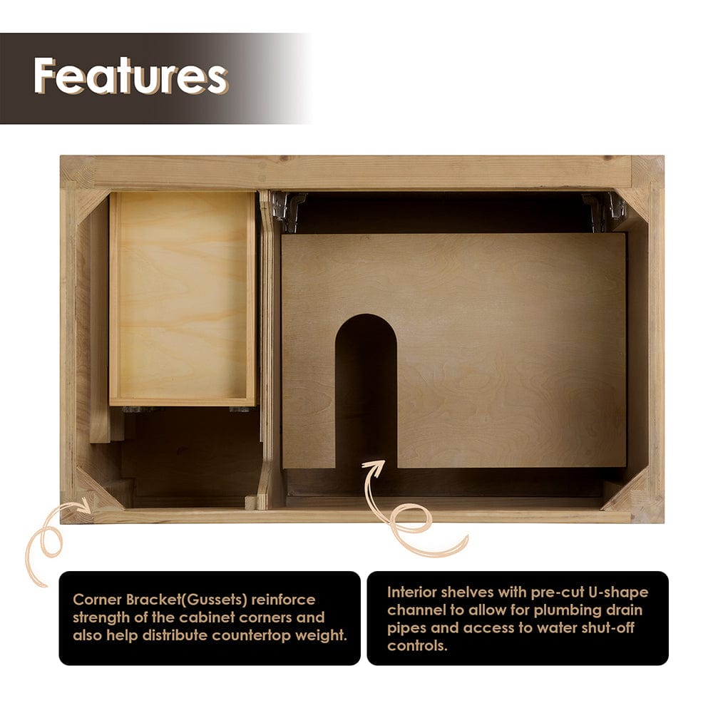 36" Belvedere Single Vanity for Undermount Sink