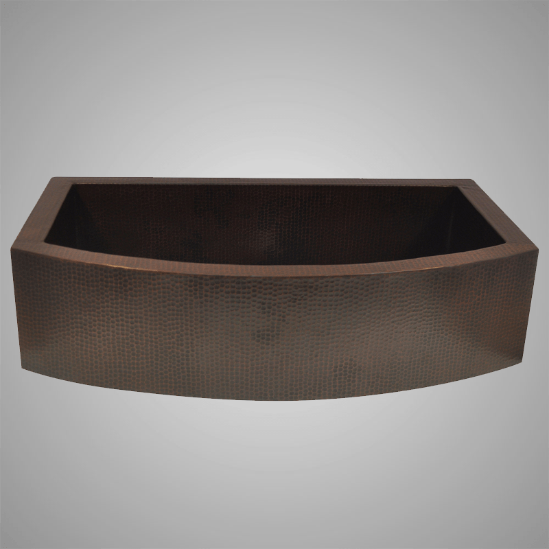 36" Bepen Hammered Copper Single-Bowl Curved Apron Farmhouse Sink - Extra-Wide