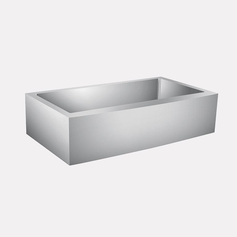 36" Calera Stainless Steel Single-Bowl Farmhouse Sink - Curved Apron