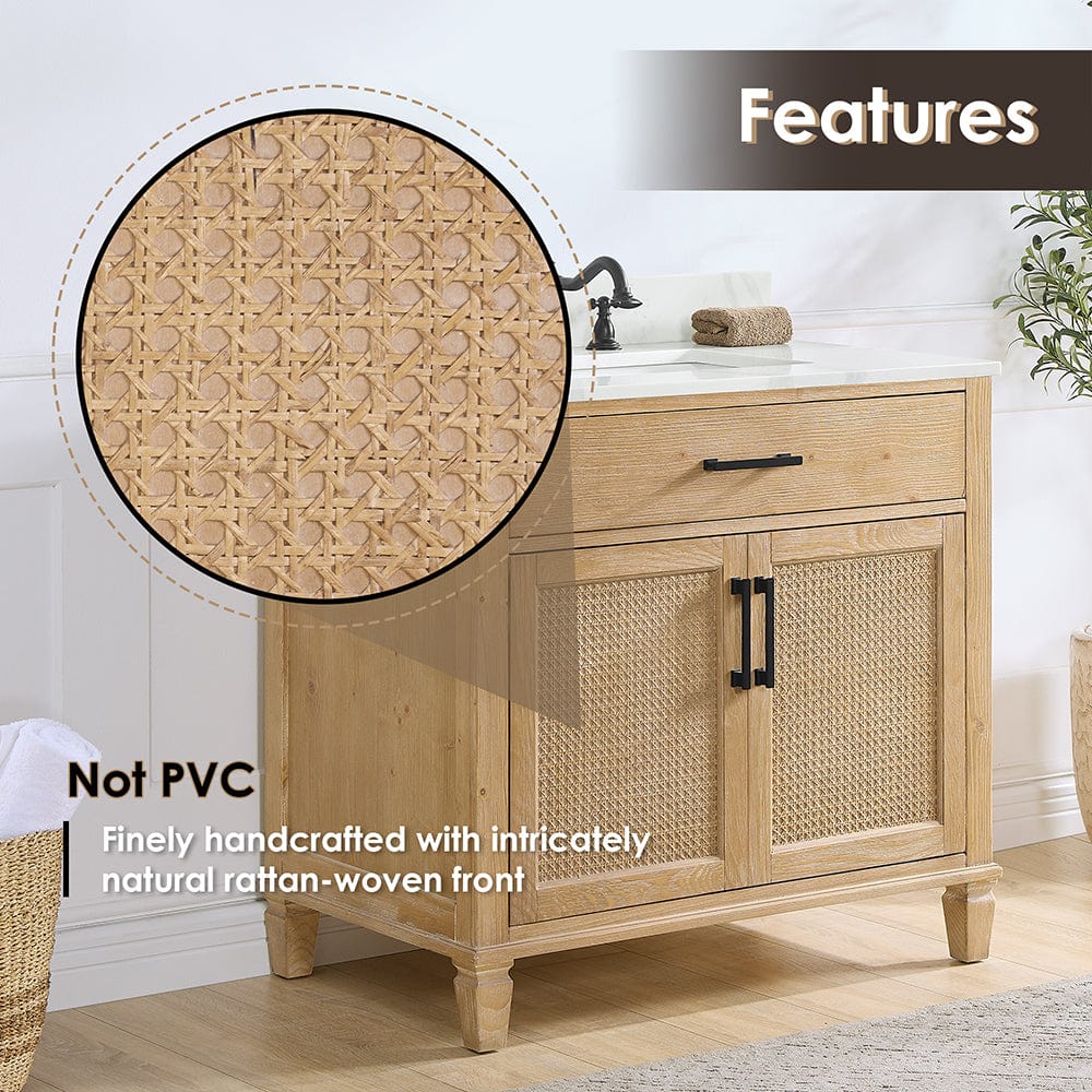 36" Catalpa Single Bathroom Vanity - Weathered Fir