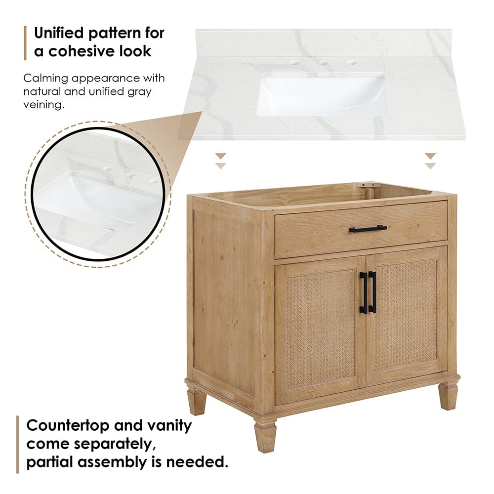 36" Catalpa Single Bathroom Vanity - Weathered Fir