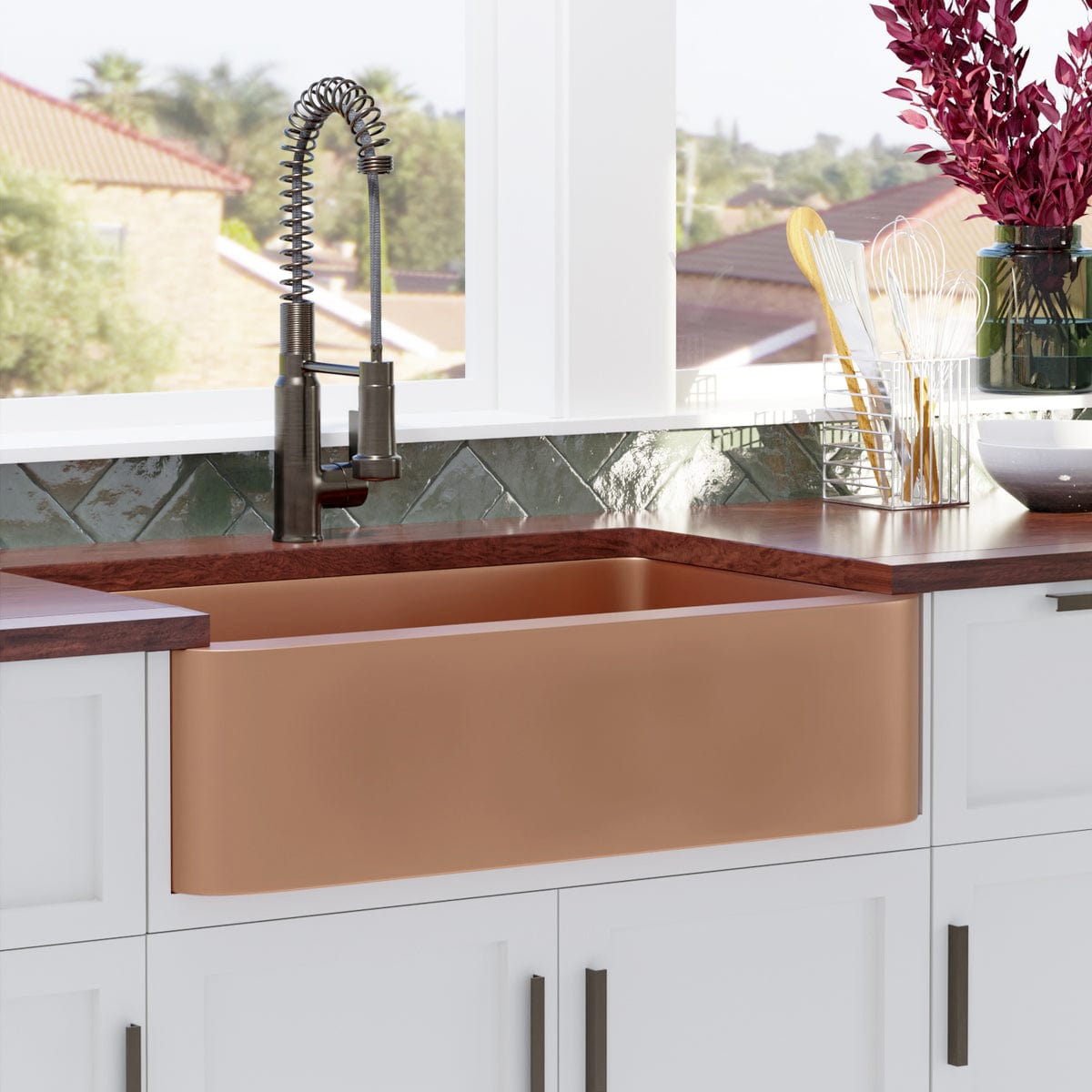 36" Dolton Smooth Copper Single-Bowl Farmhouse Sink