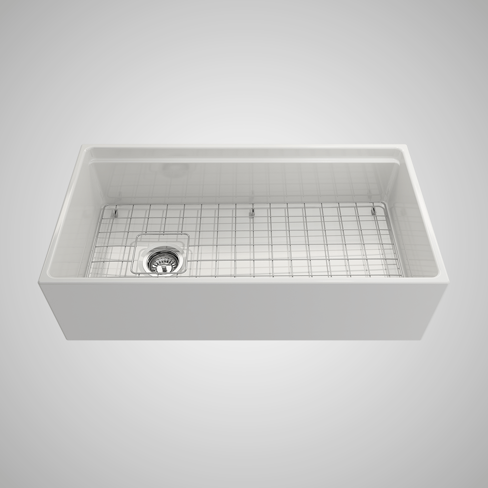 36" Fulton Fireclay Single-Bowl Workstation Farmhouse Sink with Offset Drain