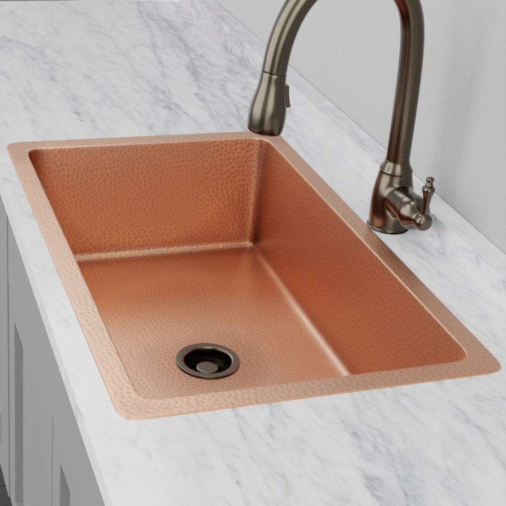 36" Joliet Hammered Copper Single-Bowl Undermount Sink