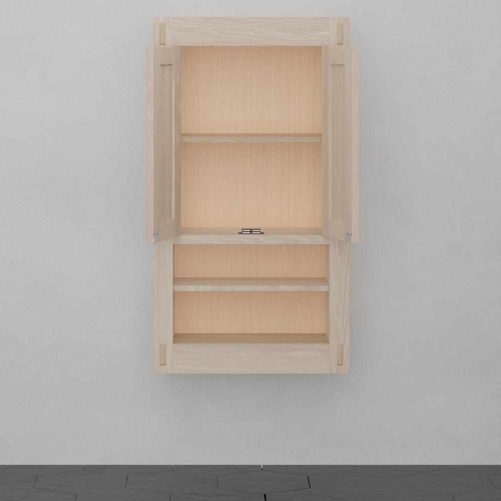 36" Mission Unfinished Red Oak Wall-Mount Linen Cabinet
