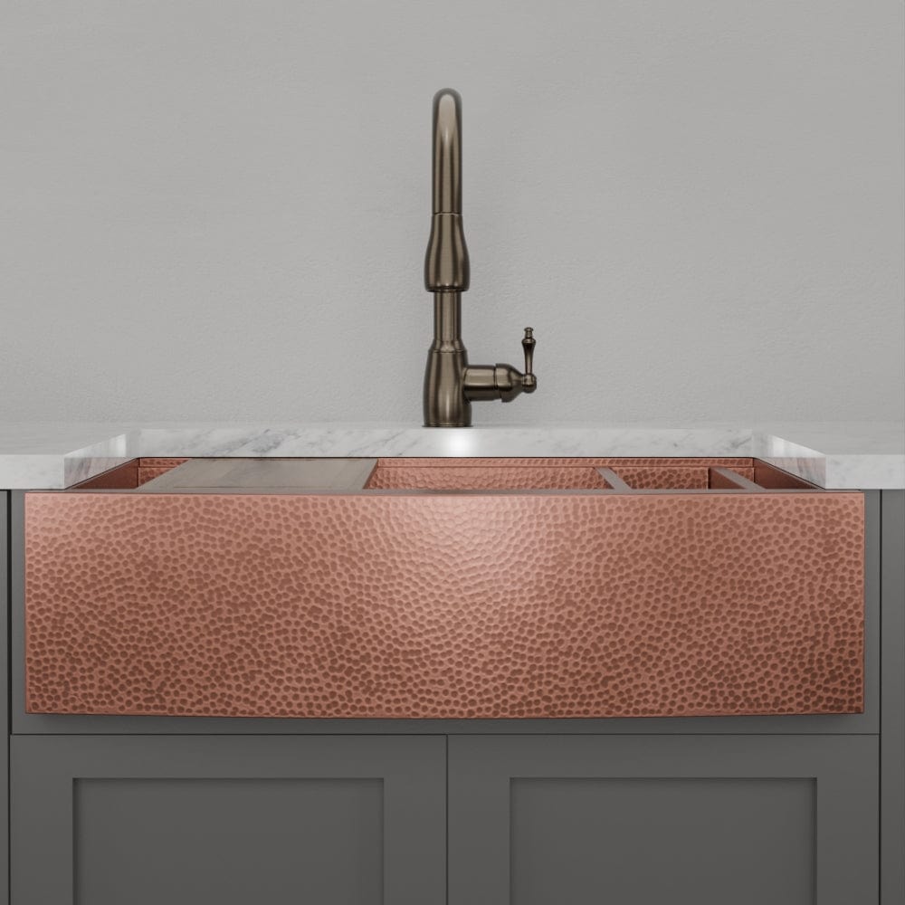 36" Sloane Hammered Copper Workstation Farmhouse Sink