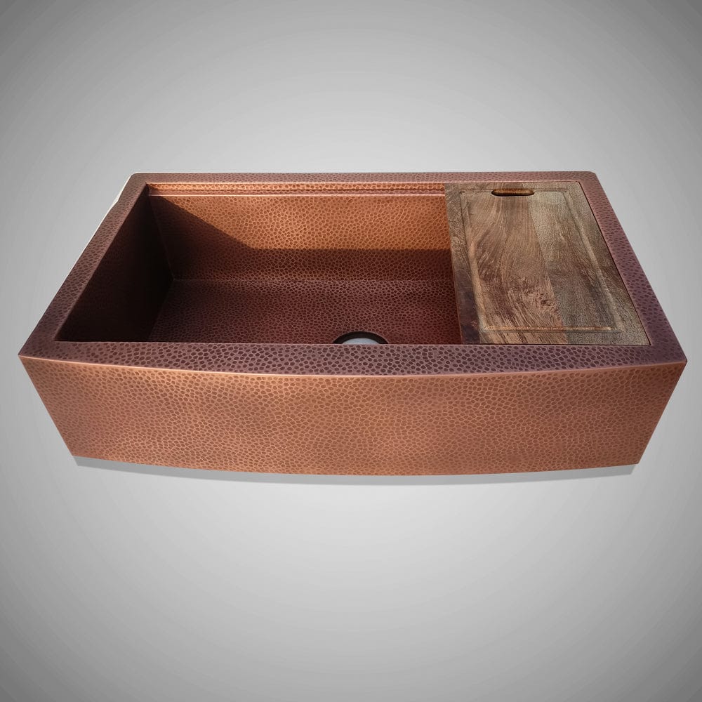36" Sloane Hammered Copper Workstation Farmhouse Sink