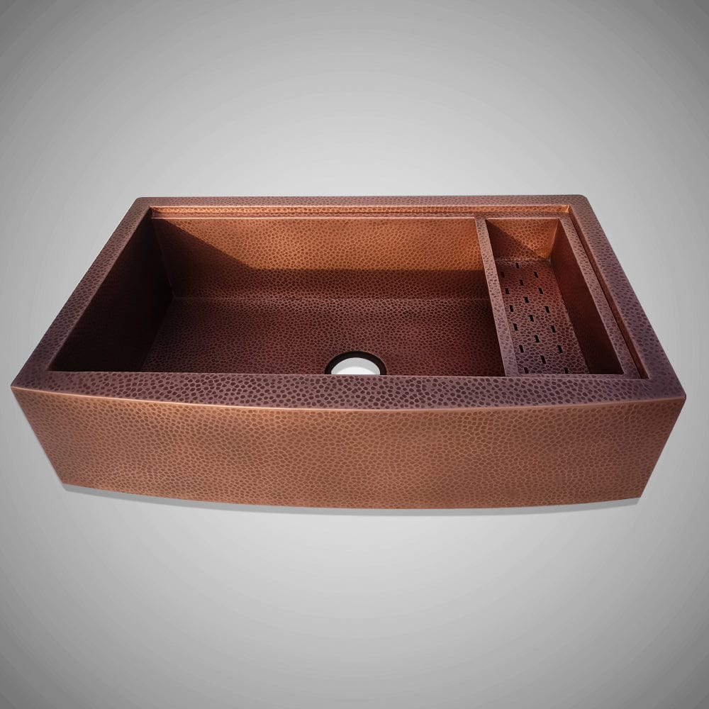 36" Sloane Hammered Copper Workstation Farmhouse Sink